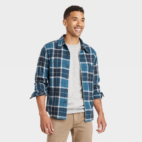 Men's Knit Shirt Jacket - Goodfellow & Co™ Blue Plaid S : Target