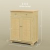 SKRAN Sideboard with Solid Wood Countertop,Modern Kitchen Storage Cabinet,Coffee Bar Cabinet with 2 Drawers,Doors and Adjustable Shelf,Natural Rattan - 3 of 4