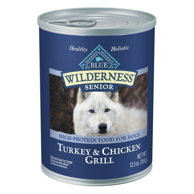 Blue Buffalo Wilderness High Protein, Natural Senior Wet Dog Food Turkey &#38; Chicken Grill - 12.5oz, 1 of 6
