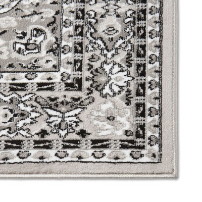 Elegant Gray and Ivory Reversible Synthetic Area Rug 58"x18"