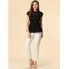 INSPIRE CHIC Women's Mock Neck Cap Sleeve Crochet Lace Peplum Blouse - 2 of 4