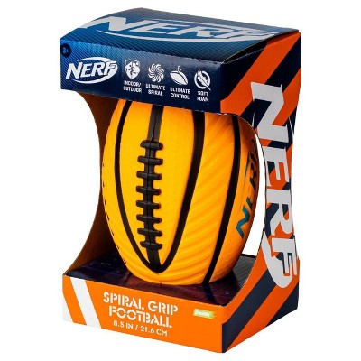 NERF Spiral Grip Mini Football – Blue/Orange, Soft Grip For Kids & Backyard Play