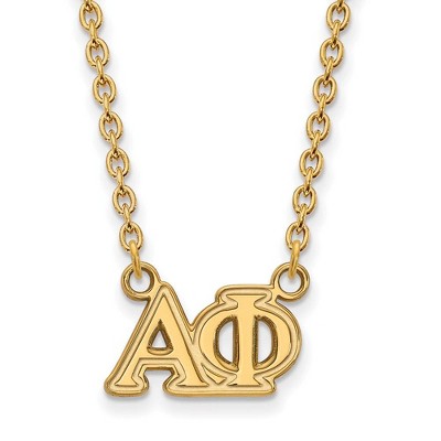 Black Bow Jewelry 14k Yellow Gold Plated Sterling Silver Alpha Phi Greek Life Necklace 18 Inch