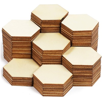 Bright Creations 100-Piece Small Unfinished Wood Blank Hexagon Cutouts for DIY Crafts, 2 Inch