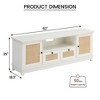 Rattan TV Stand for 65in, White Modern Console Table with Storage, Entertainment Center Cabinet, Wood TV Console Media Cabinet Furniture - 3 of 3