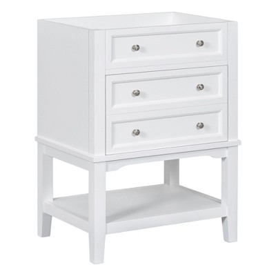 NicBex 24" Bathroom Storage Cabinet,Storage Cabinet with Drawers & Open Shelves,Bathroom Vanity with Solid Wood Frame,White