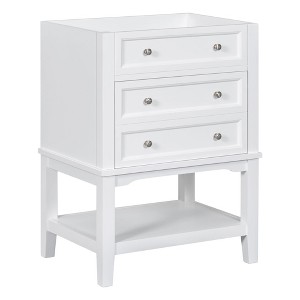 NicBex 24" Bathroom Storage Cabinet,Storage Cabinet with Drawers & Open Shelves,Bathroom Vanity with Solid Wood Frame,White - 1 of 4