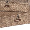 Aoibox Set of 2 Flat Seagrass Storage Bins with Lid Woven Basket Home Office Organizer Coffee for Shelf Supplies - 3 of 4