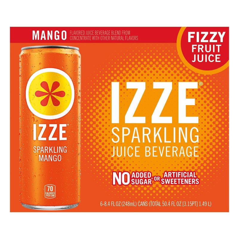 IZZE Mango Sparkling Juice - 6pk/8.4 fl oz Cans, 1 of 5
