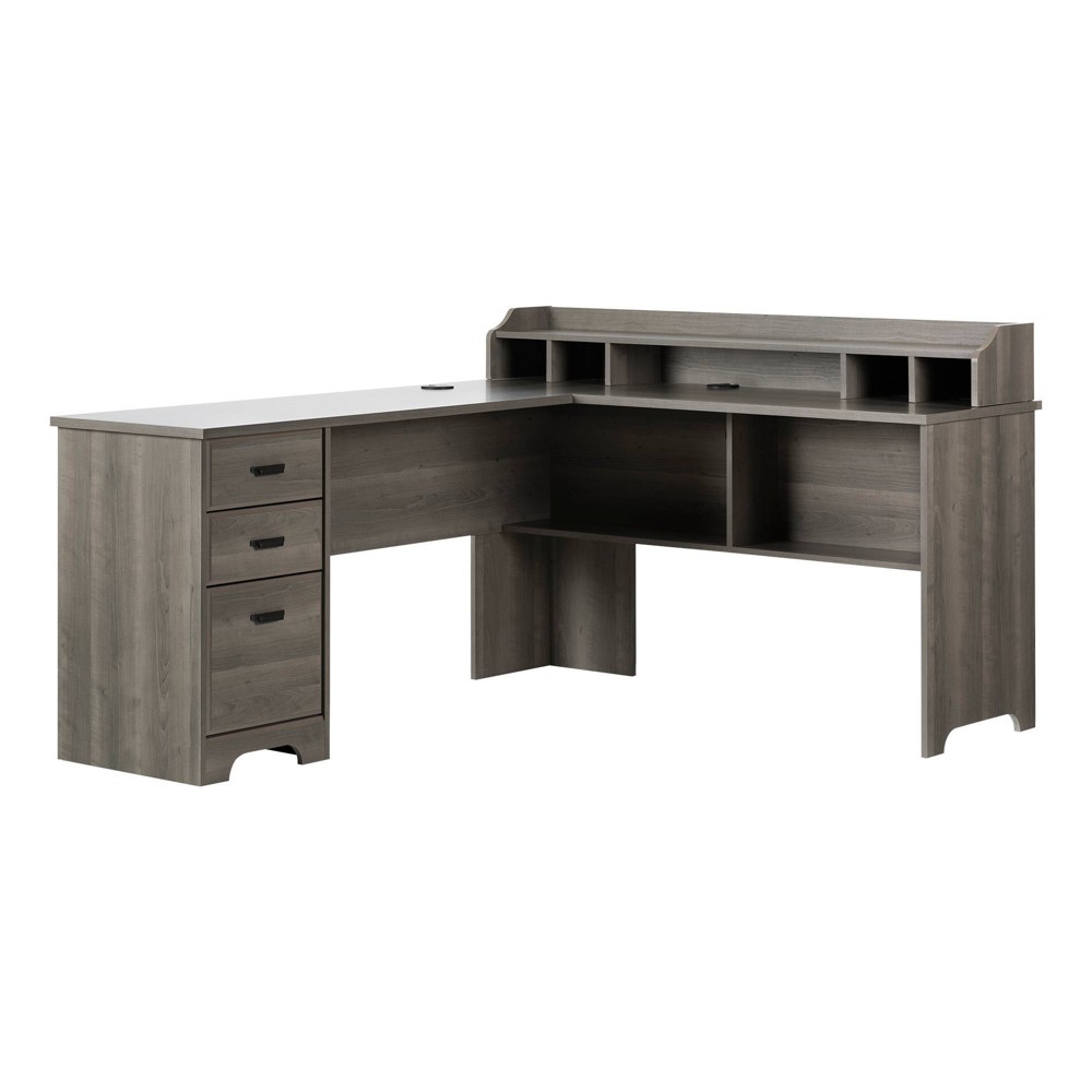 Photos - Office Desk Versa L Shaped Desk Gray Maple - South Shore