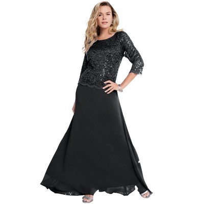 Roaman's Women's Plus Size Lace Popover Gown