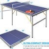 DSVIMOY Portable Ping Pong Table, 6ft Compact Foldable Table Tennis Table Set with Net, 2 Paddles & 3 Balls for Indoor Outdoor, Blue, 72"*36"*30" - 3 of 4