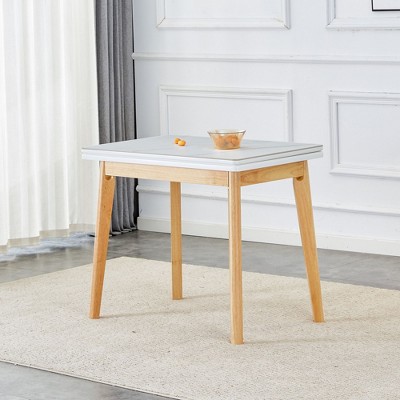 NicBex Dining Table for 4 Morden Extendable Dining Room Table with 4 Wooden Legs for Kitchen and Dining Room