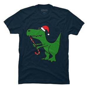Men's Design By Humans Funny Christmas Green T-rex Dinosaur By SmileToday T-Shirt - 1 of 4