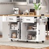 ELJGET Kitchen Island with Storage Rolling Kitchen Cart with Power Outlet Storage Cart with 4 Doors, 5 Deep Drawers & Adjustable Shelves - 3 of 4