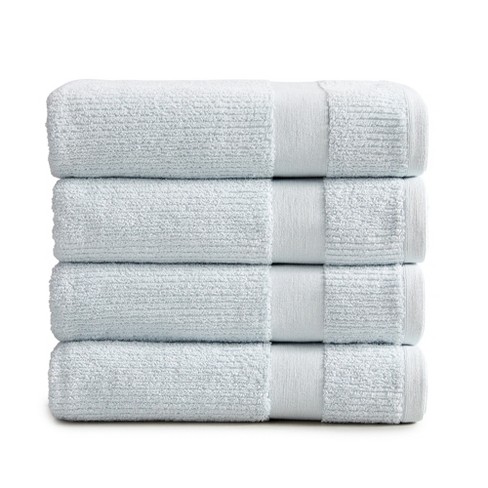 Market & Place Cotton Quick Dry Ribbed 4-pack Bath Towel Set Spa Blue ...