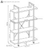 Sunnydaze 4 Shelf Industrial Style Freestanding Etagere Bookshelf with Wood Veneer Shelves - Oak Gray Veneer - 3 of 4