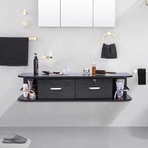 DOMETOUR Beauty Workbench Table Black with 2 Drawers - 1 of 4