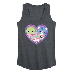 Women's Squishmallows Squish Heart Graphic Racerback Tank - Heather Charcoal - 2 X-Large - 1 of 4