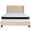 Emma and Oliver Queen Accent Extended Panel Platform Bed/Memory Foam Mattress-Beige Fabric - 4 of 4