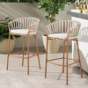 30'' H Modern Woven Rope Barstools Set of 2,Fabric Upholstered Patio Armrest Barstool,Outdoor Metal Height Bar Stool with Footrest-Coolbibila - 2 of 4