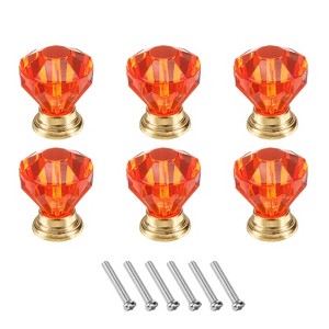 Unique Bargains Crystal Cabinet Knobs with Screw for Cupboard Wardrobe 6 Pcs - 1 of 4