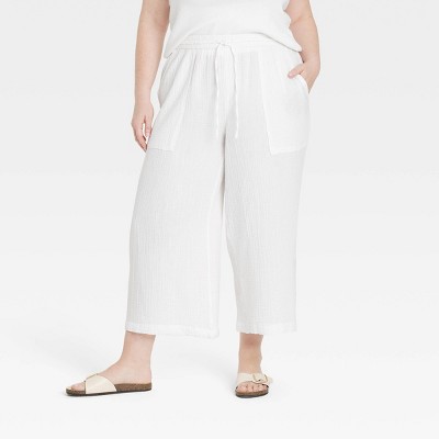 Women's High-Rise Gauze Wide Leg Pull-On Pants - Universal Thread™