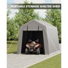 Garvee 10'x15' Outdoor Portable Storage Shed, Waterproof & UV-Resistant Garage Shelter with 2 Roll-Up Zipper Doors, Anti-Snow Carport Tent Gray - 2 of 4