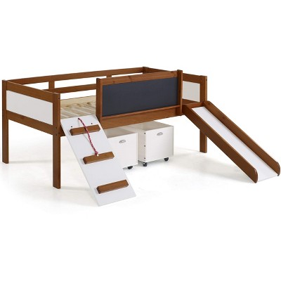 Donco Kids Art & Play Novelty Twin Espresso Junior Low Loft With Toy Boxes
