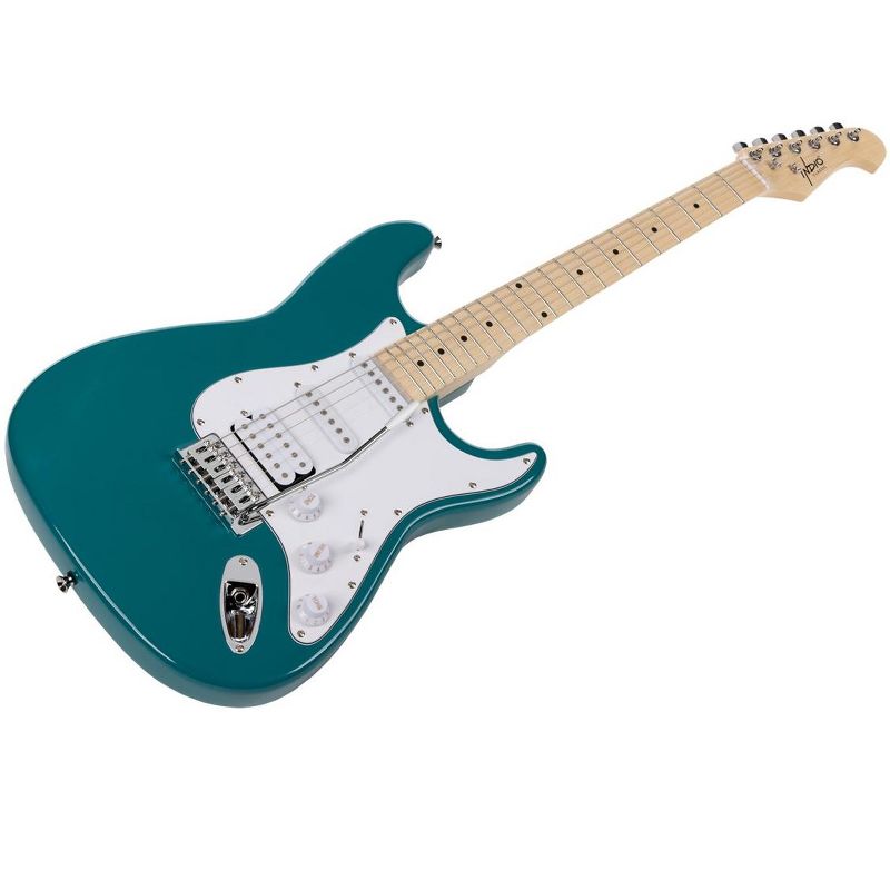 Monoprice Cali Classic HSS Electric Guitar with Gig Bag - Metallic Teal Body, White Pickguard, Maple Fingerboard - Indio Series, 3 of 7