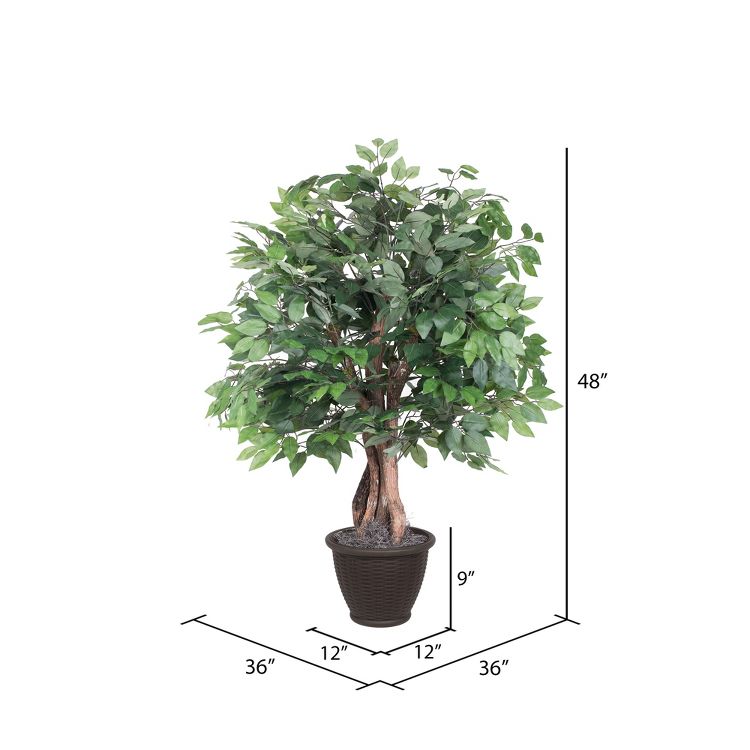 Vickerman 4' Artificial Ficus Extra Full Bush, Brown Plastic Container ...