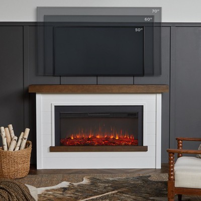 Bernice 67" White Electric Fireplace with Mantel