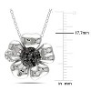 EVERLY JEWELRY | Sterling Silver 1/10ct TW Black & White Diamond Flower Pendant with Chain with Black Rhodium - 18 in - 3 of 3
