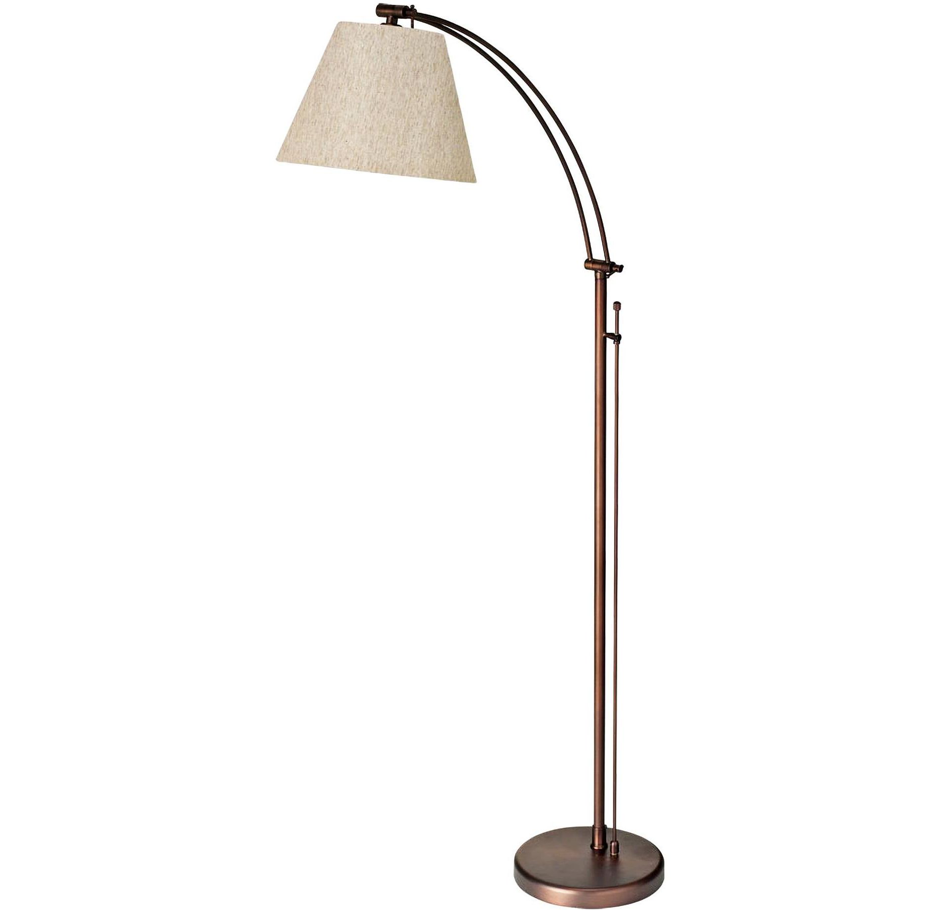 Dainolite Hyannis 61" Flax Shade and Oil Brushed Bronze Adjustable Floor Lamp