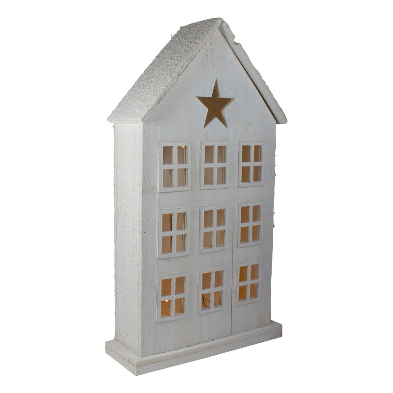 Northlight 30" Snow-Covered Rustic White Wooden House Christmas Tabletop, 3 of 7