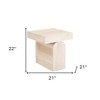 HomeRoots 22" Natural Solid Wood Square Pedestal End Table - 3 of 4