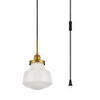 Elegant Lighting Lyle 1 light Brass and frosted white glass plug in pendant - 3 of 4