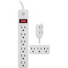 GE 6' Power Pack Outlet Strip/3 Outlet Extension Cord Wall Adapter: 9-Outlet, 15A, 12 AWG, UL Listed, White - 2 of 4