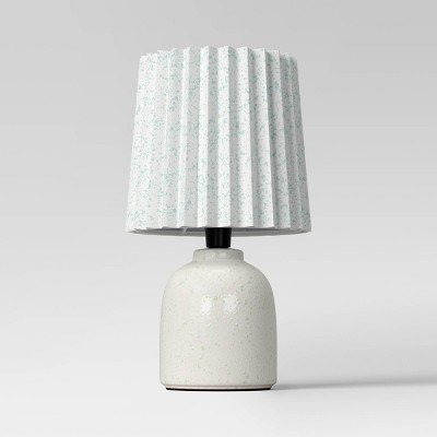 Mini Printed Ceramic Base Table Lamp with Printed Pleated Shade Light Green - Room Essentials™