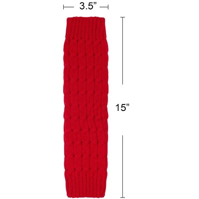 Wrapables Women's Cable Knit Leg Warmers, Red - image 4
