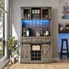 Garvee 72'' Coffee Bar Cabinet with LED Light and Power Outlet, Large Kitchen Hutch with 3 Drawers and Glass Rack, Tall Wine Cabinet for Home Bar - 2 of 2