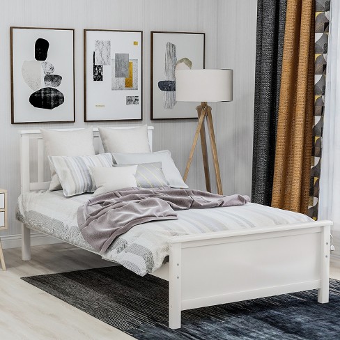 Wooden twin bed frame deals with headboard and footboard