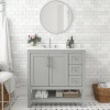 Taylor & Logan 36" Vivien Bathroom Vanity with Open Shelf and 3 Drawers Gray: Stoneware Top, Wood Frame, Single Basin - 3 of 4