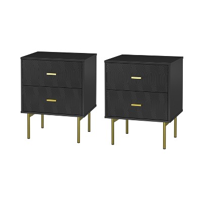 Valente 25.2'' Tall 2-drawer Nightstand With Wavy Embossed Texture ...