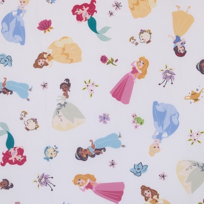 White Polyester Princess Print Fitted Mini Crib Sheet