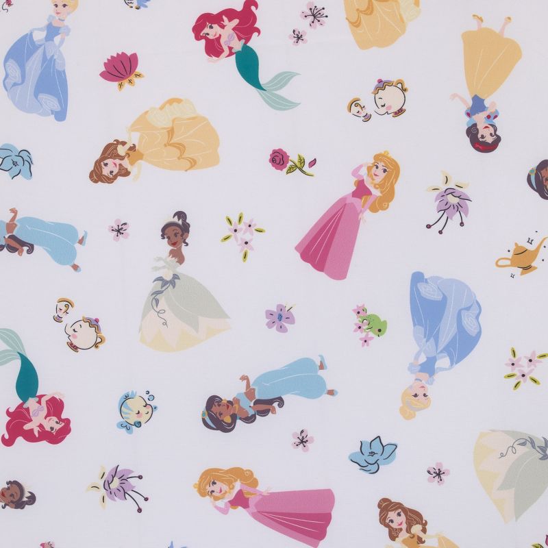 Disney Princess Pink, Blue, Yellow, and White Super Soft Nursery Fitted Mini Crib Sheet, 2 of 5