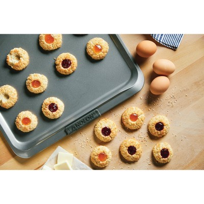 Gray Nonstick Carbon Steel Cookie Sheet with Silicone Grips, 14" x 16"