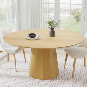 Dovelina Mid-Century Round Dining Table Wood Kitchen Table for 4 People - Natural Wood - 1 of 4