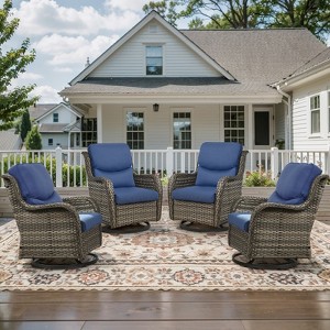 POCASSY Patio Swivel Chairs, Outdoor Wicker Swivel Glider Rocking Chairs with High Back and Thick Cushions for Porch Deck - 1 of 4