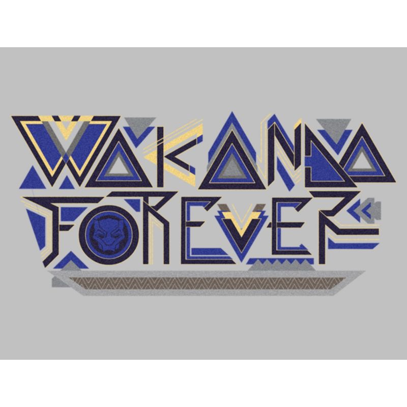 Women's Black Panther: Wakanda Forever Yellow and Blue Pattern Logo T-Shirt, 2 of 4